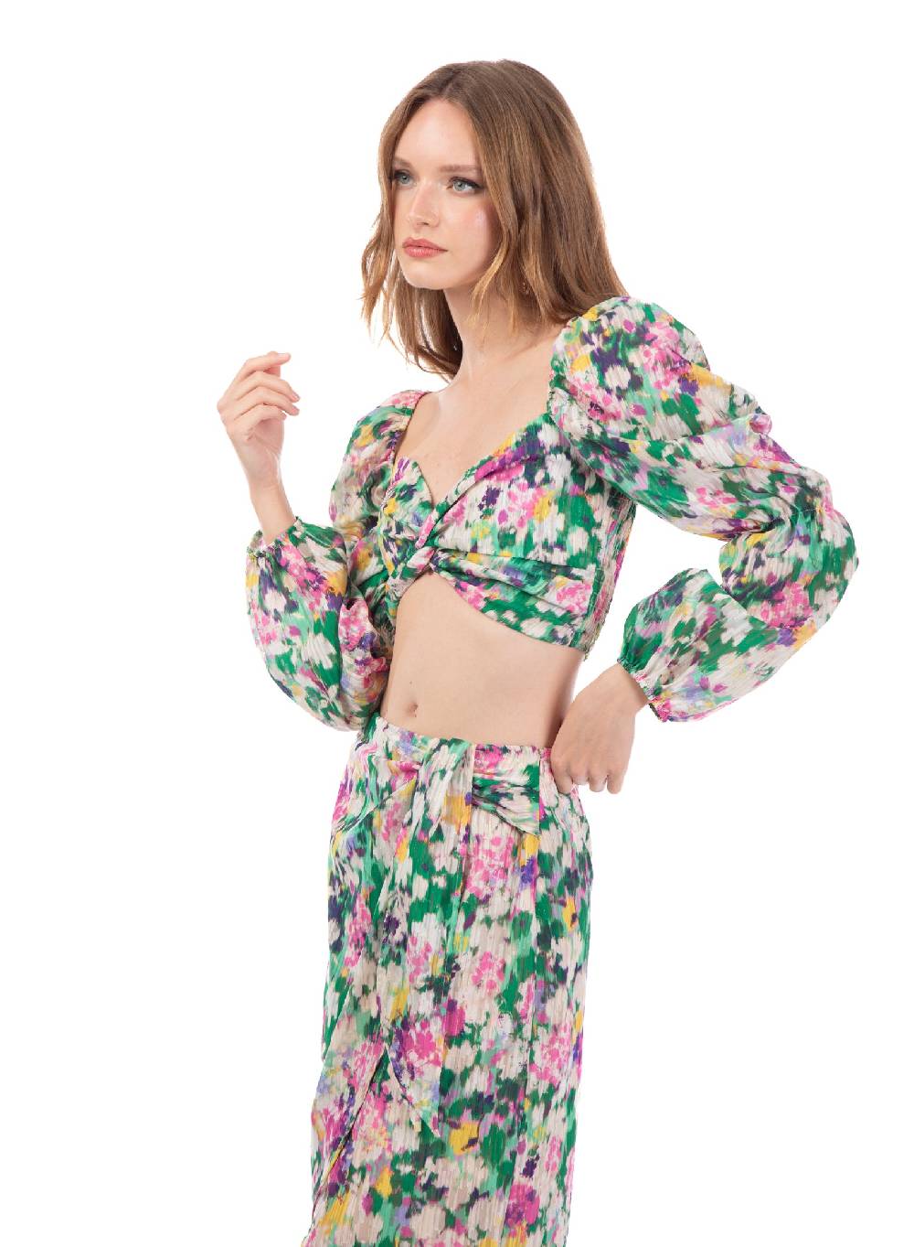 Le Volière Gonna midi drappeggiata floreale Outlet
