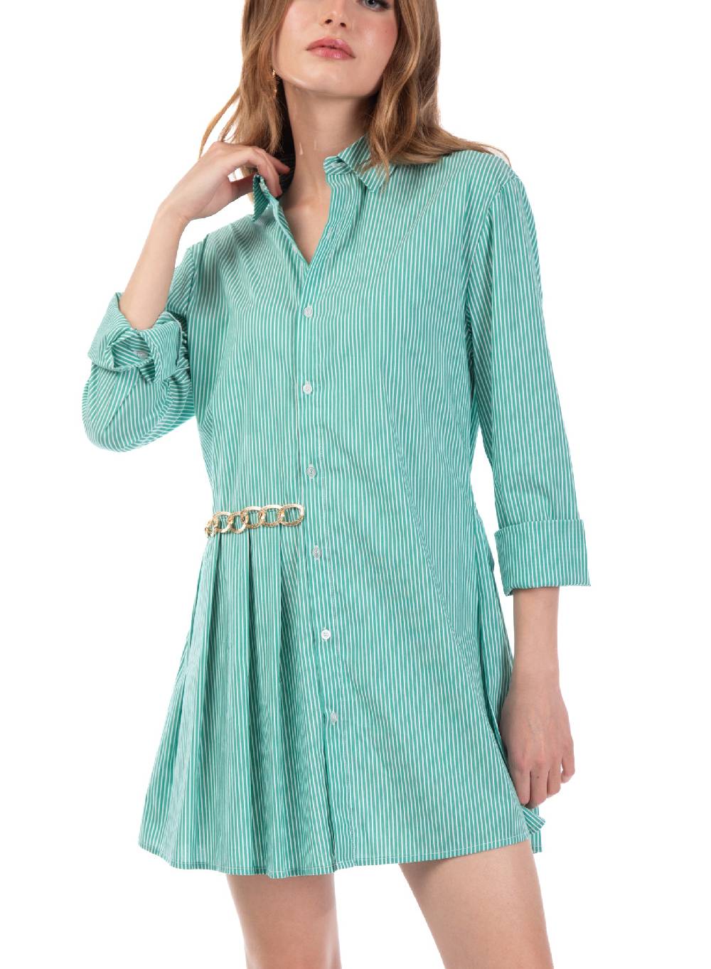 Le Volière Vestito a camicia a righe con catena I Più Venduti