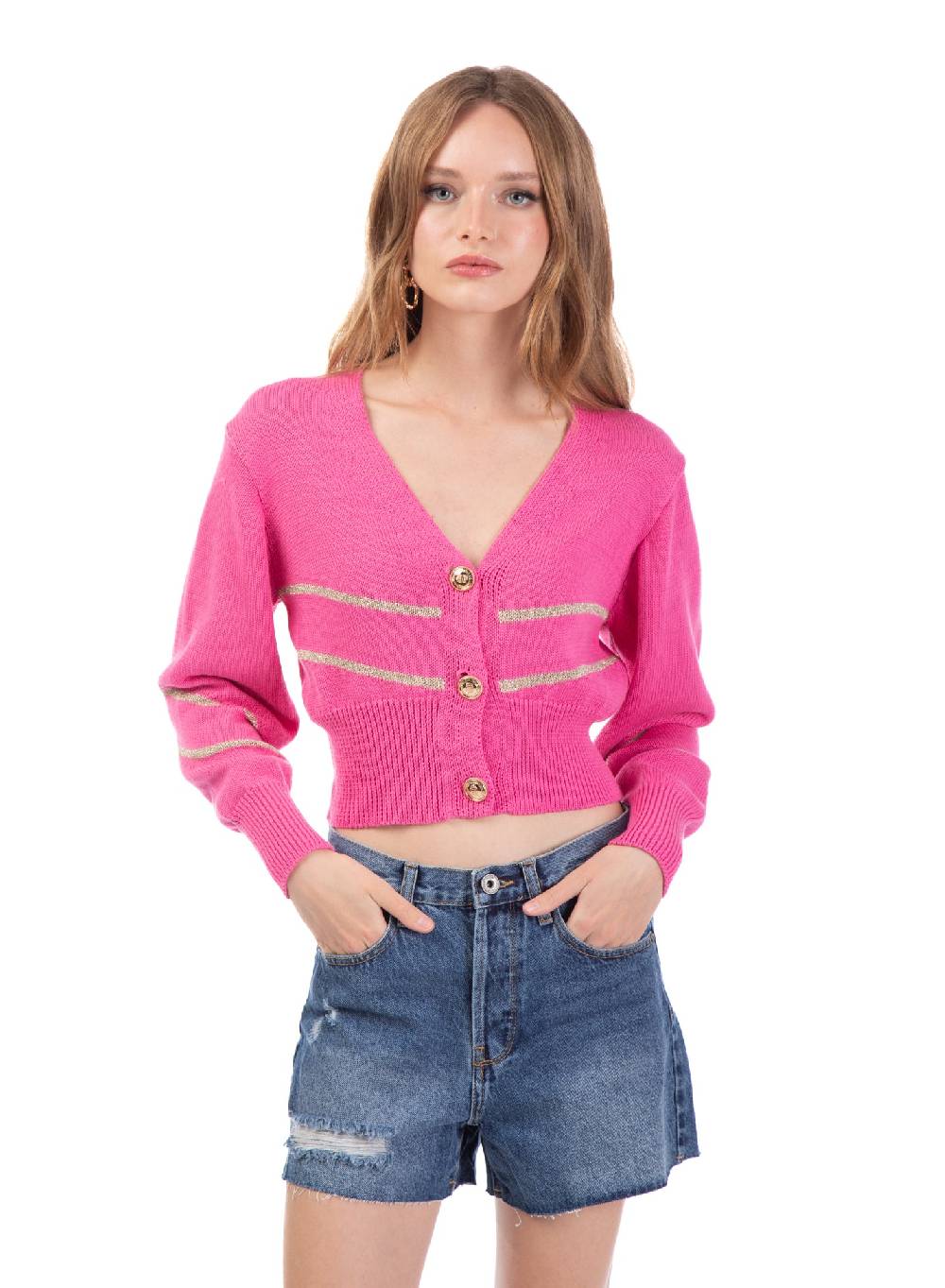 Le Volière Cardigan di cotone fucsia Hotsell