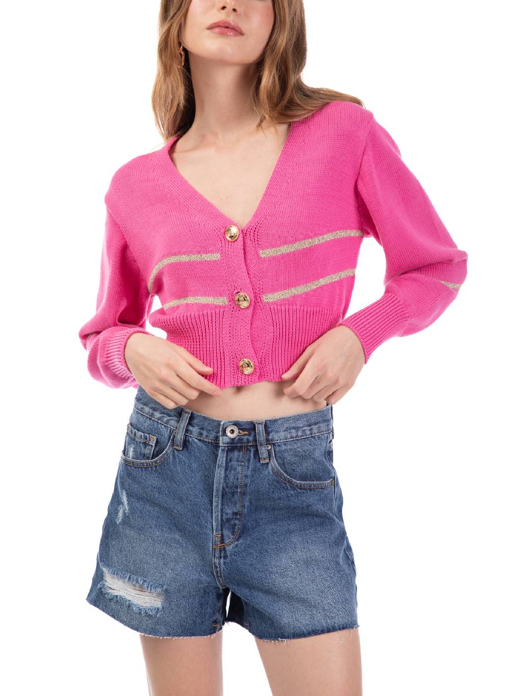 Le Volière Cardigan di cotone fucsia Hotsell