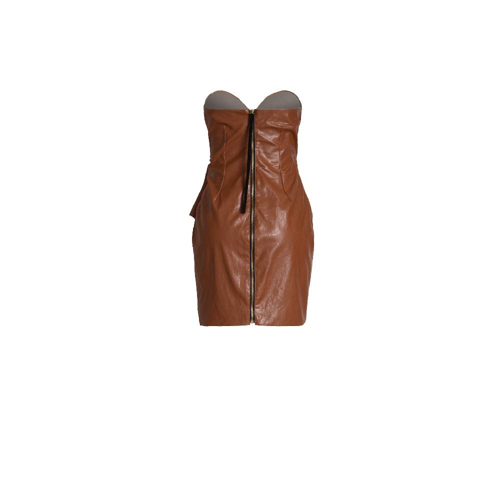 Nineminutes SS20 – THE PHOENIX DRESS LEATHER CUOIO Economico