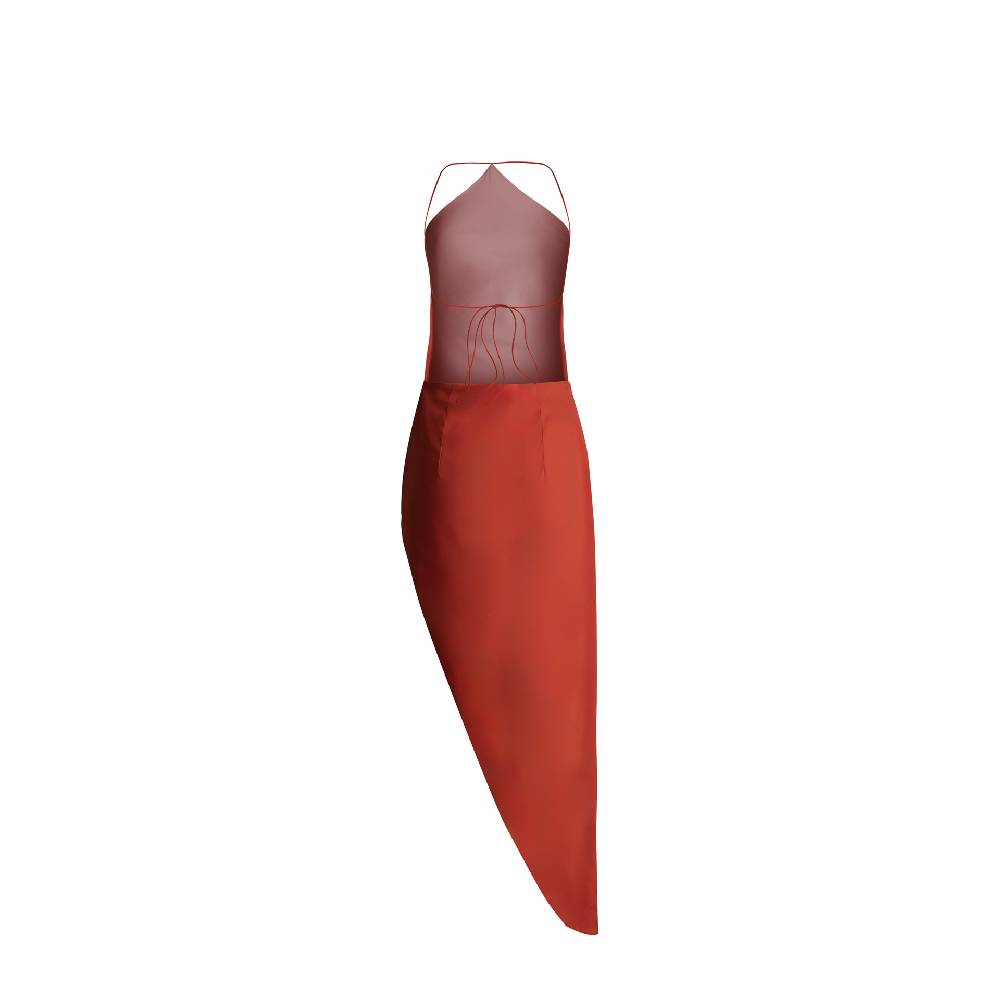 Nineminutes REVERSIBLE – THE TOMI MIDI CREPE ORANGE Nuova