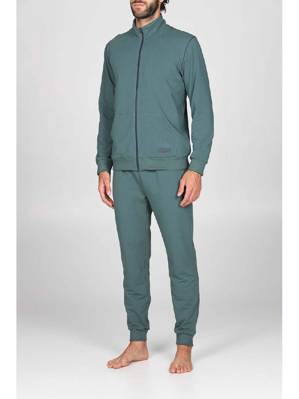 Julipet Tuta zip in confortevole felpa di colore verde Sconto