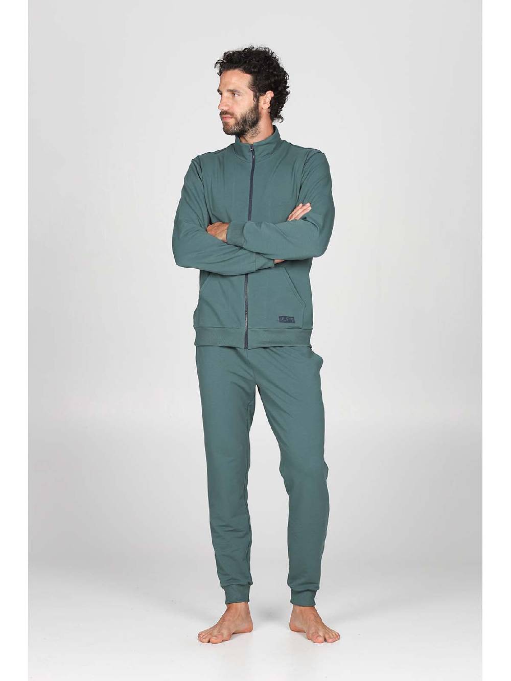 Julipet Tuta zip in confortevole felpa di colore verde Sconto