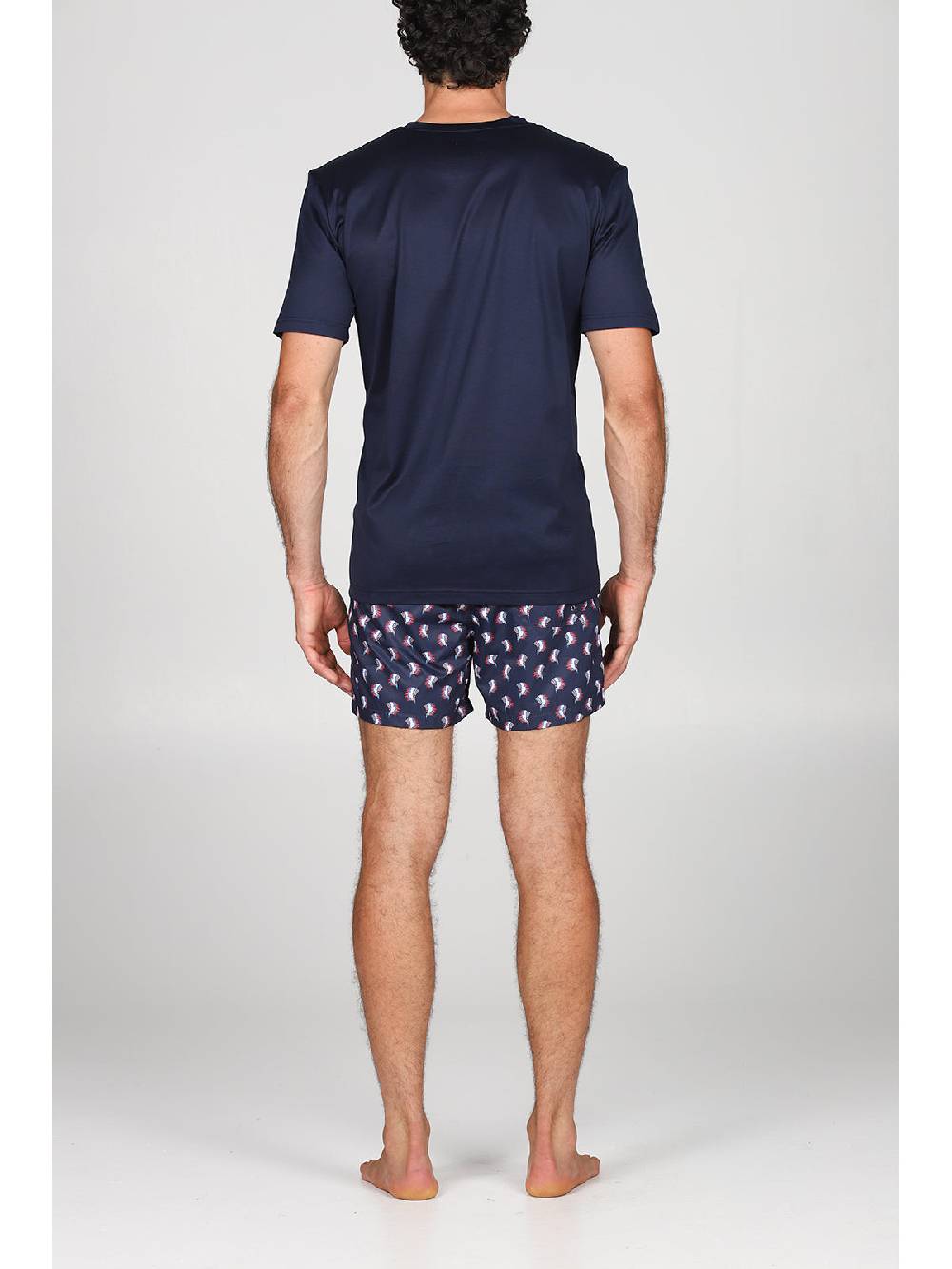 Julipet T-shirt in jersey di puro cotone blu, con stampa piazzata "indiano" Spedizione Gratuita