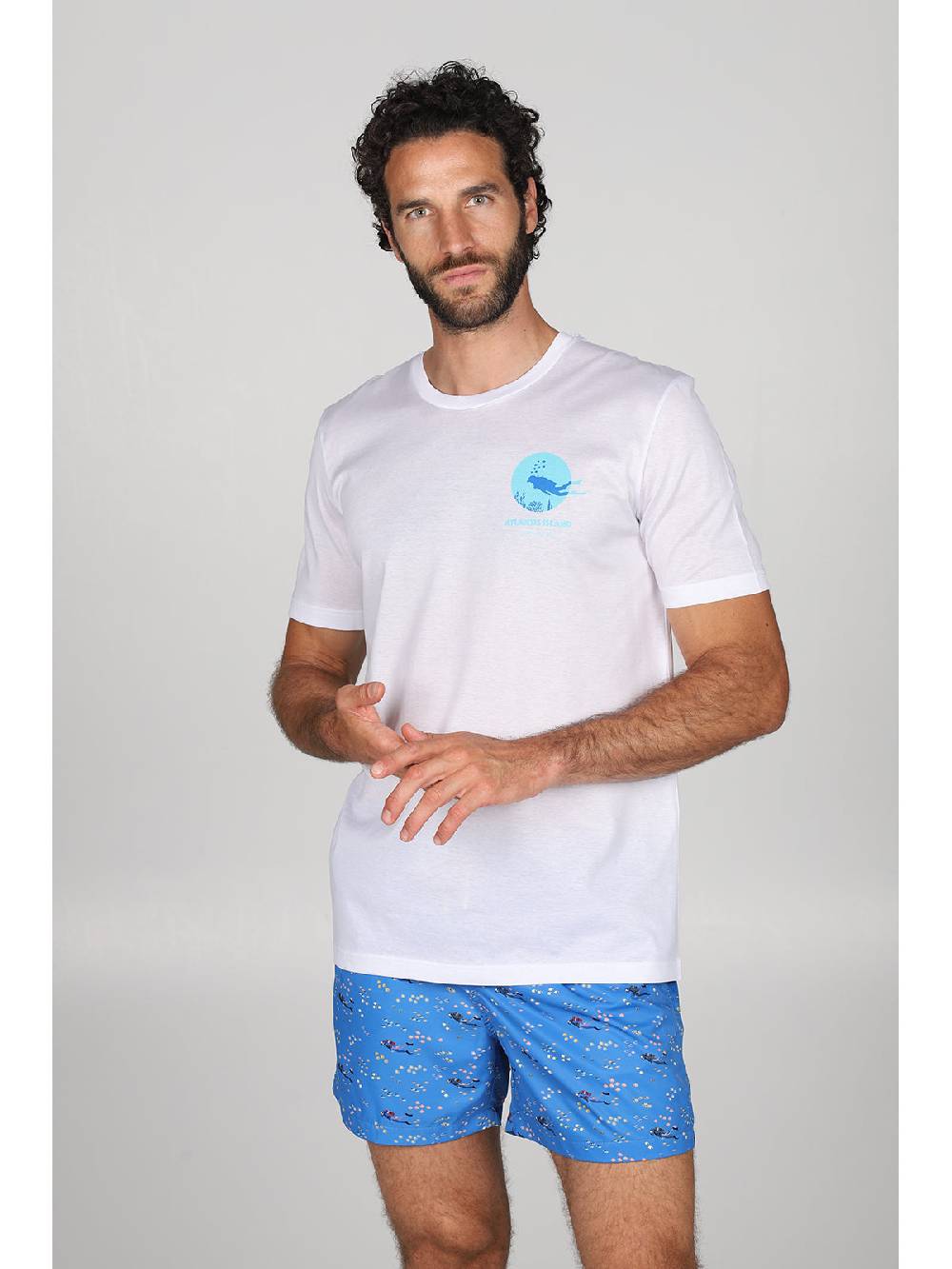 Julipet T-shirt in jersey di puro cotone bianco, con stampa piazzata "sub" Qualità Garantita