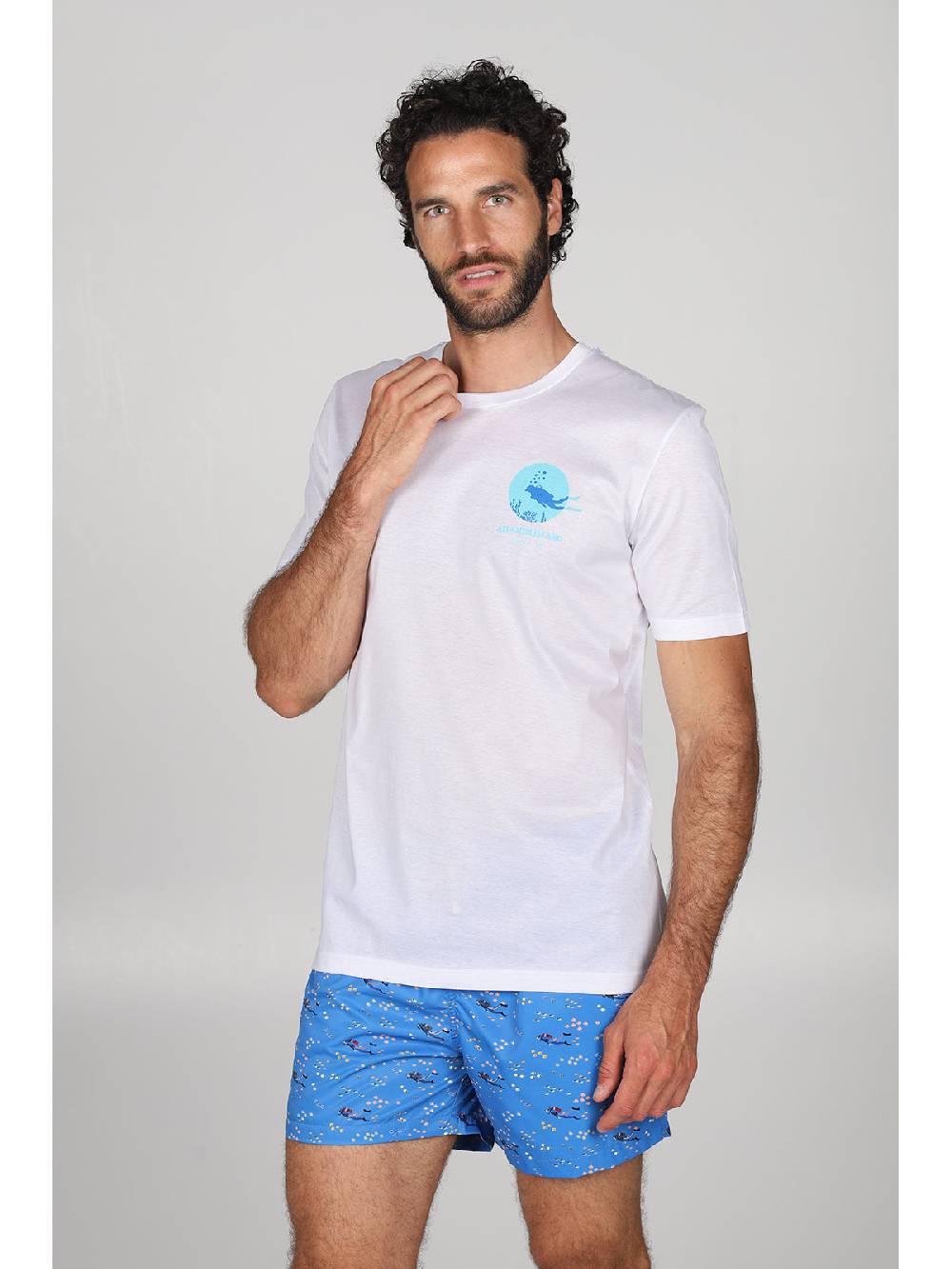 Julipet T-shirt in jersey di puro cotone bianco, con stampa piazzata "sub" Qualità Garantita