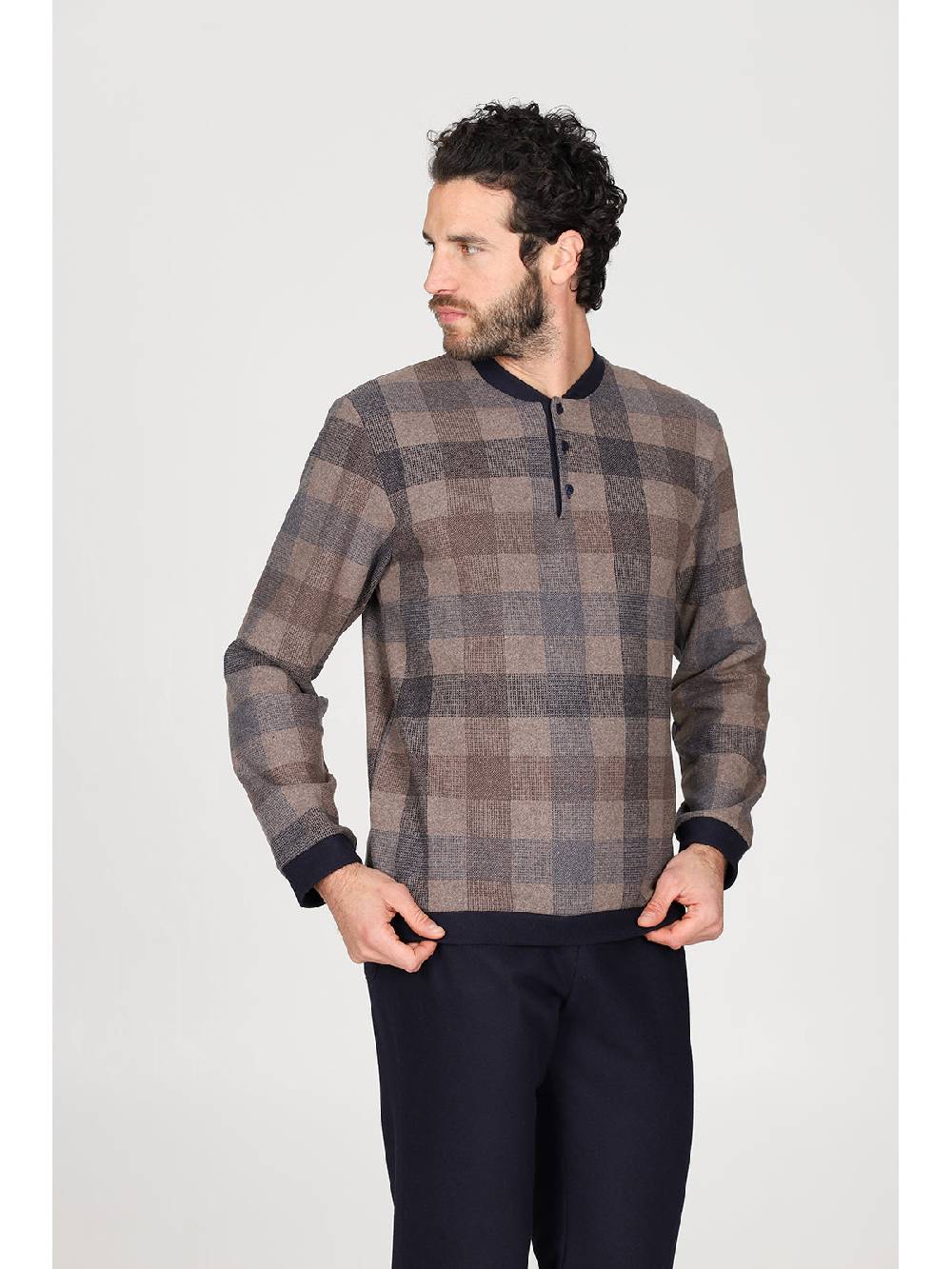 Julipet Pigiama serafino in confortevole jacquard di cotone Moda