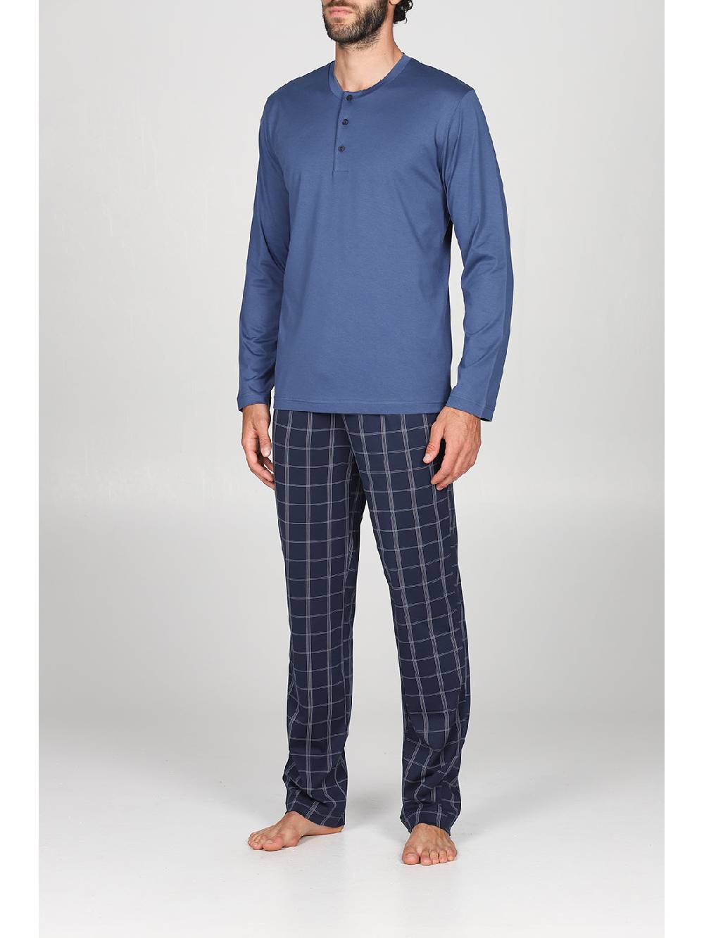 Julipet Pigiama in leggerissimo jersey di puro cotone, con pantaloni fantasia scozzese Promozione