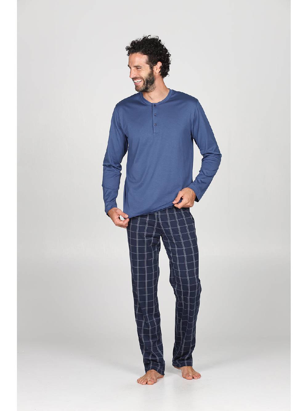 Julipet Pigiama in leggerissimo jersey di puro cotone, con pantaloni fantasia scozzese Promozione