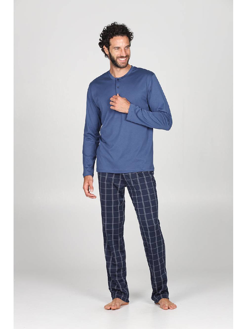 Julipet Pigiama in leggerissimo jersey di puro cotone, con pantaloni fantasia scozzese Promozione