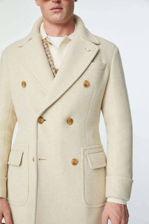 L.B.M. 1911 Cappotto doppiopetto non trattato bianco Cappotto doppiopetto non trattato bianco Vendita Economica