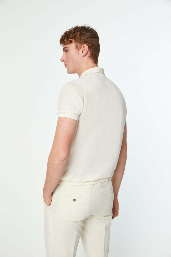 L.B.M. 1911 Polo in maglia bianco avorio Polo in maglia bianco avorio Fino Al -60%
