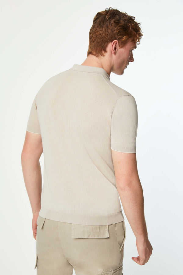 L.B.M. 1911 Polo in maglia beige con dettagli in contrasto Polo in maglia beige con dettagli in contrasto In Vendita