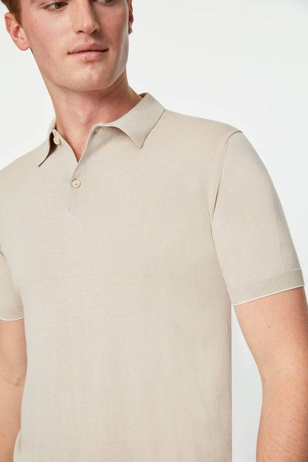 L.B.M. 1911 Polo in maglia beige con dettagli in contrasto Polo in maglia beige con dettagli in contrasto In Vendita