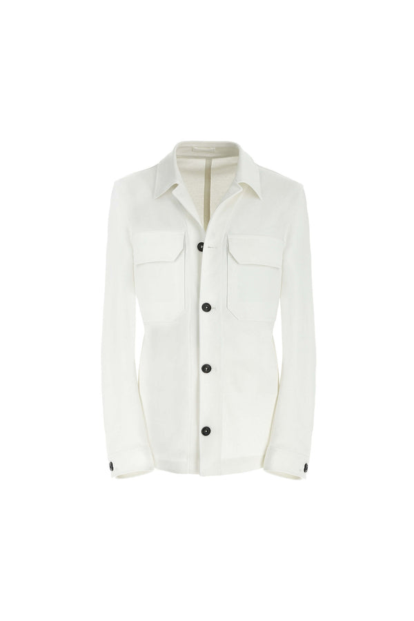 L.B.M. 1911 Overshirt in Jersey bianca Overshirt in Jersey bianca Saldi Di Fabbrica
