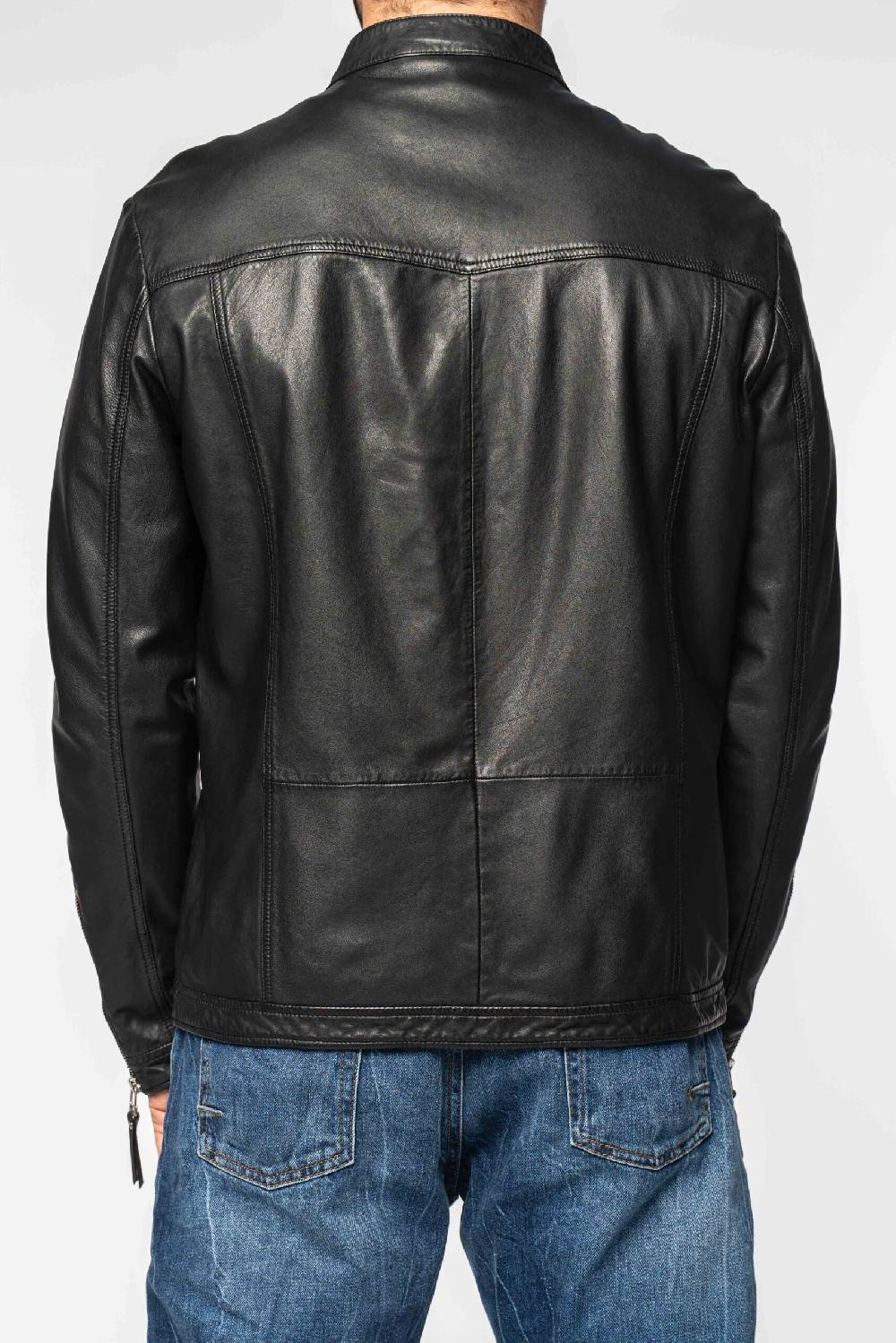 Officina 36 Biker nero in nappa lavata Affare Del Giorno