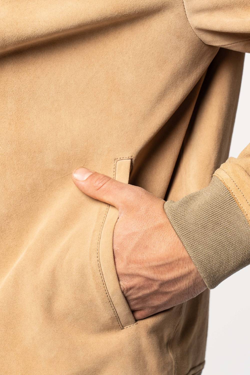 Officina 36 Bomber beige in suede Prezzo Ridotto