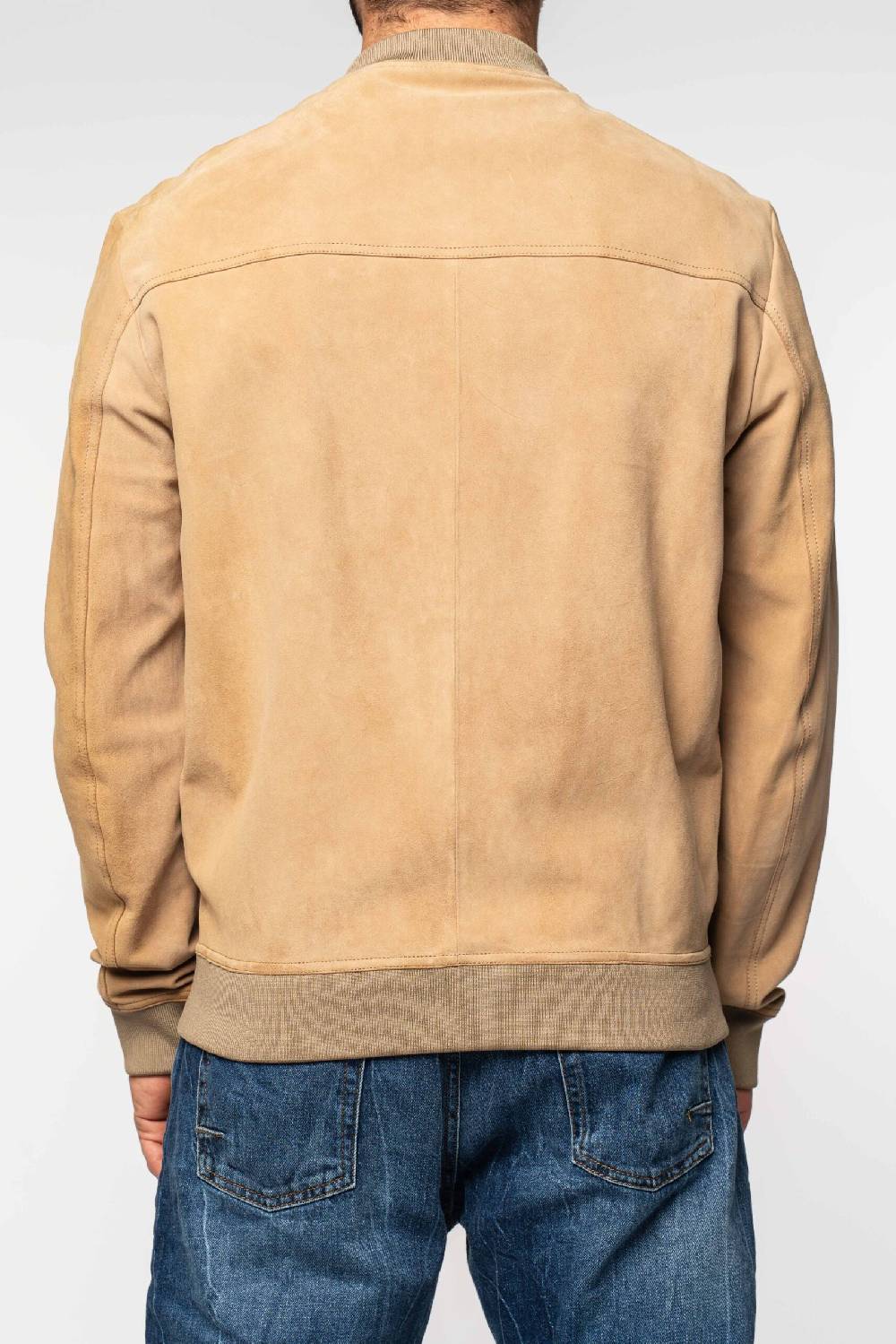 Officina 36 Bomber beige in suede Prezzo Ridotto