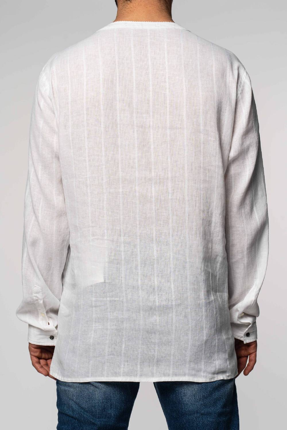 Officina 36 Caftano bianco in lino rigato Shopping online