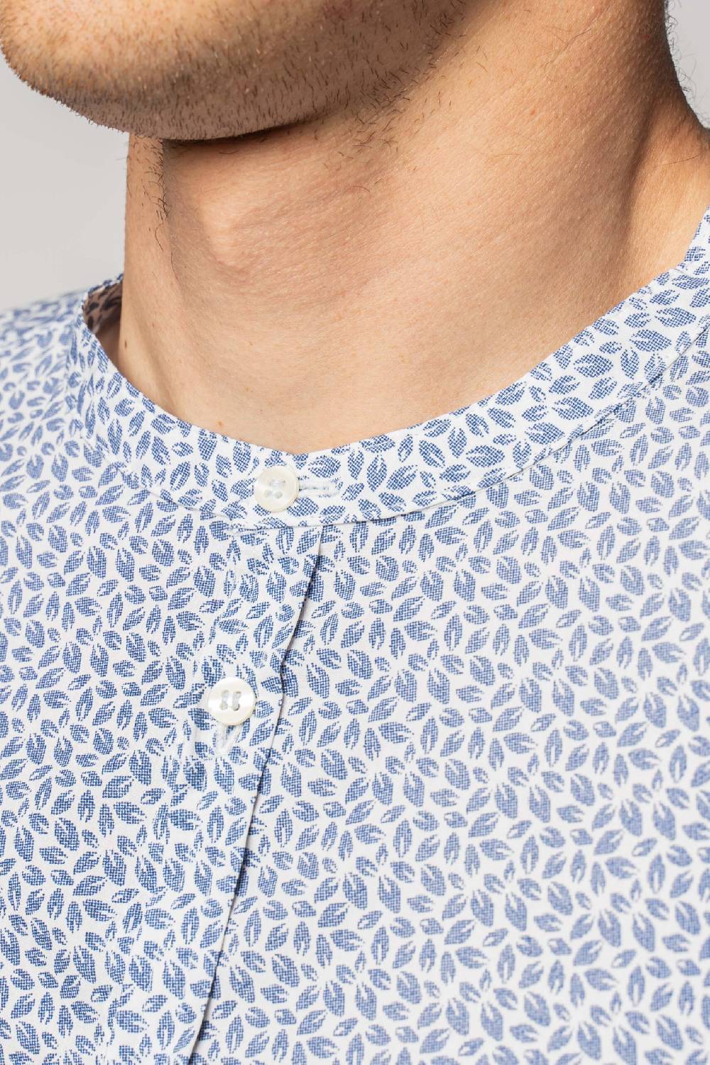 Officina 36 Camicia in cotone stampato blu denim Presa
