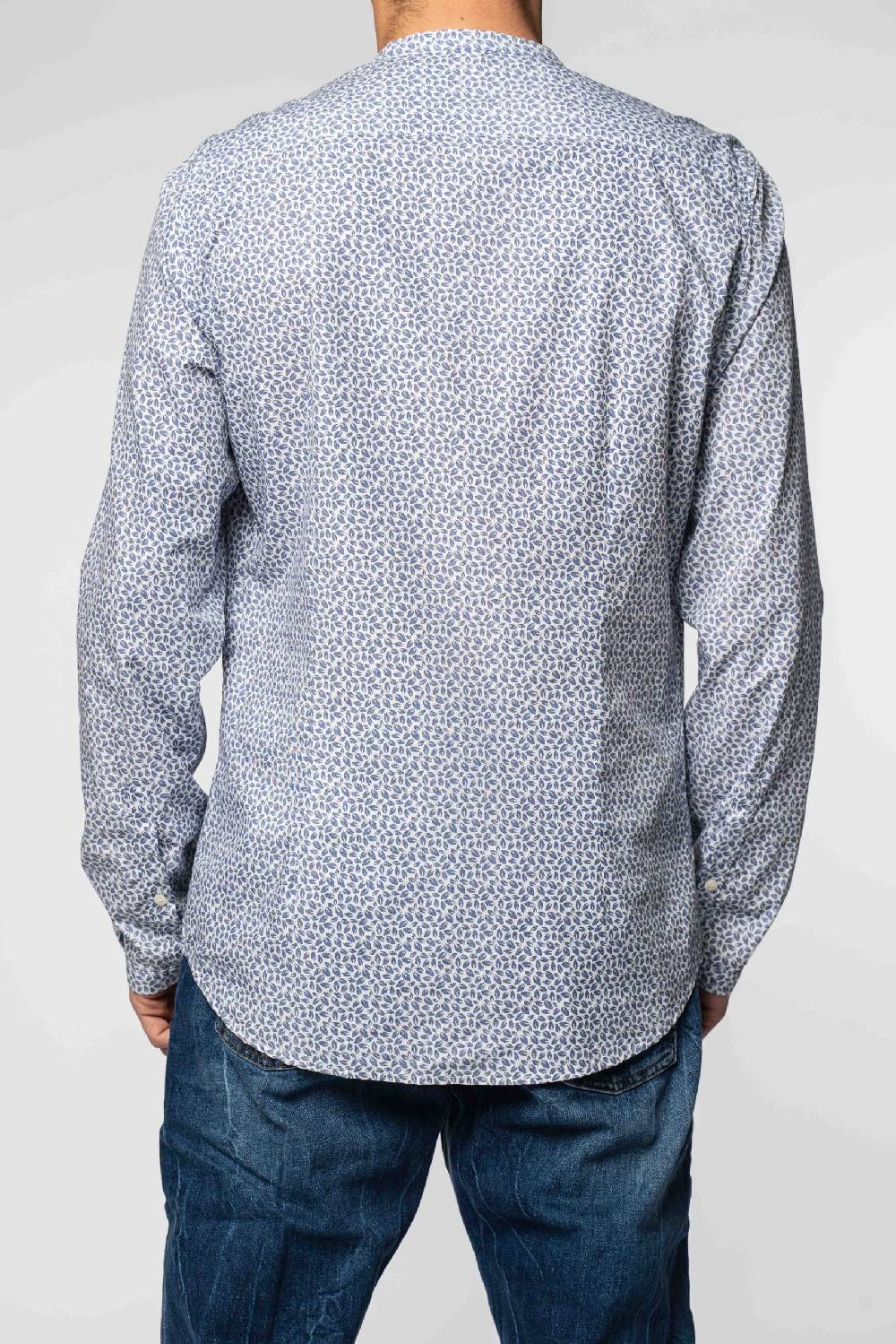 Officina 36 Camicia in cotone stampato blu denim Presa