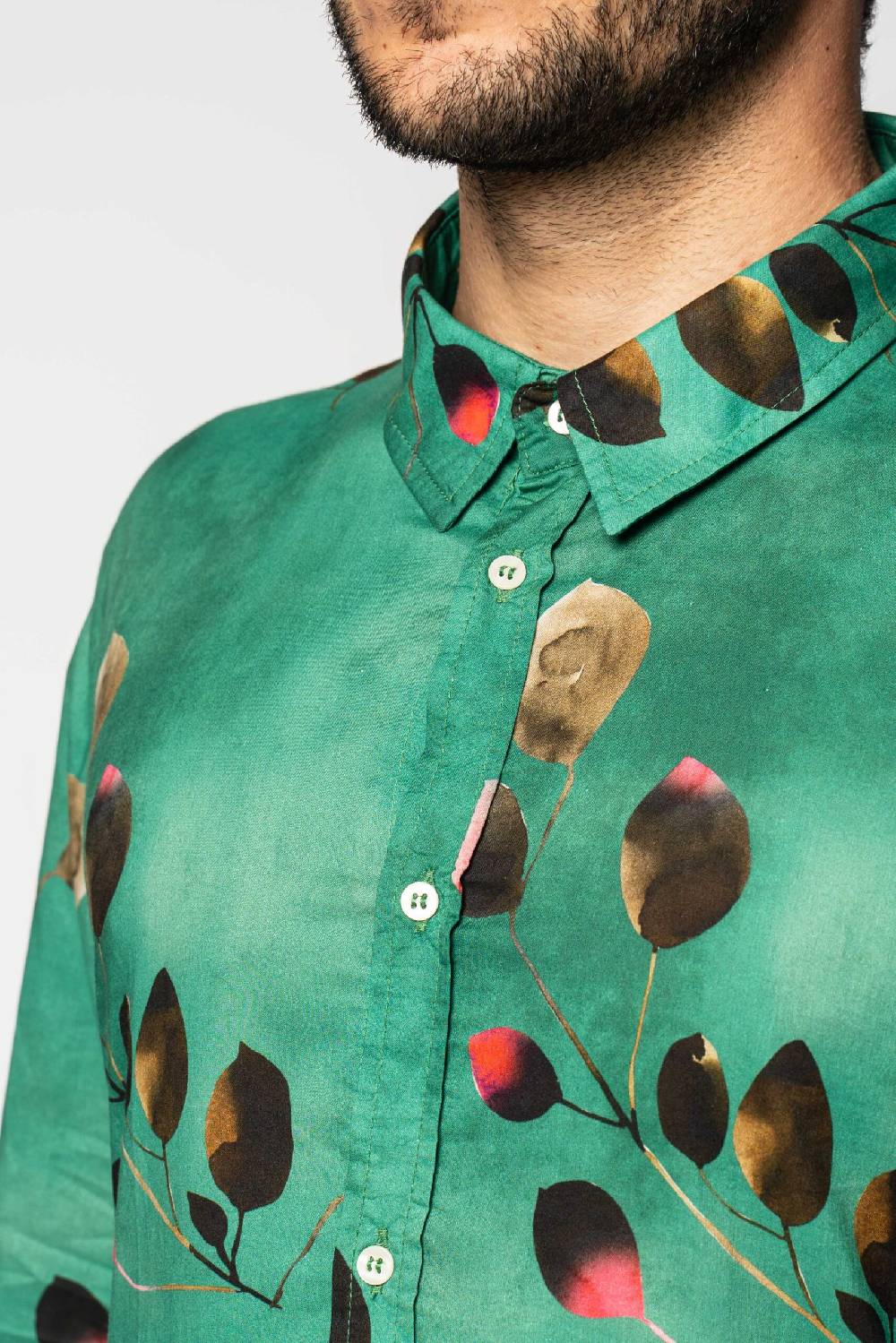 Officina 36 Camicia in mussola stampata color acqua Outlet