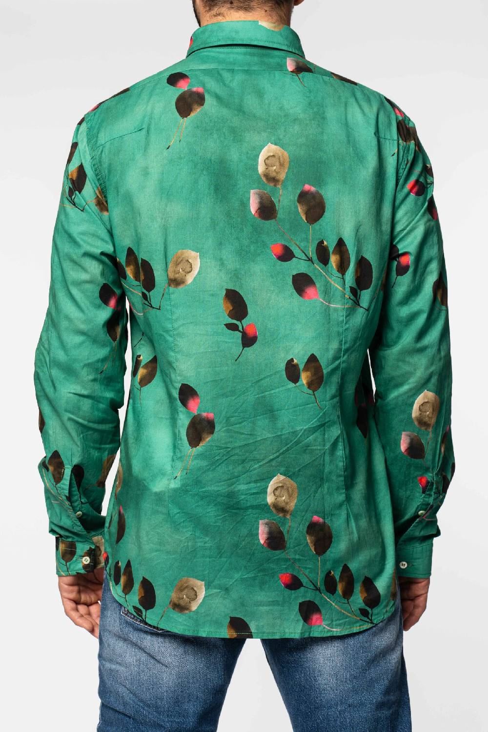 Officina 36 Camicia in mussola stampata color acqua Outlet