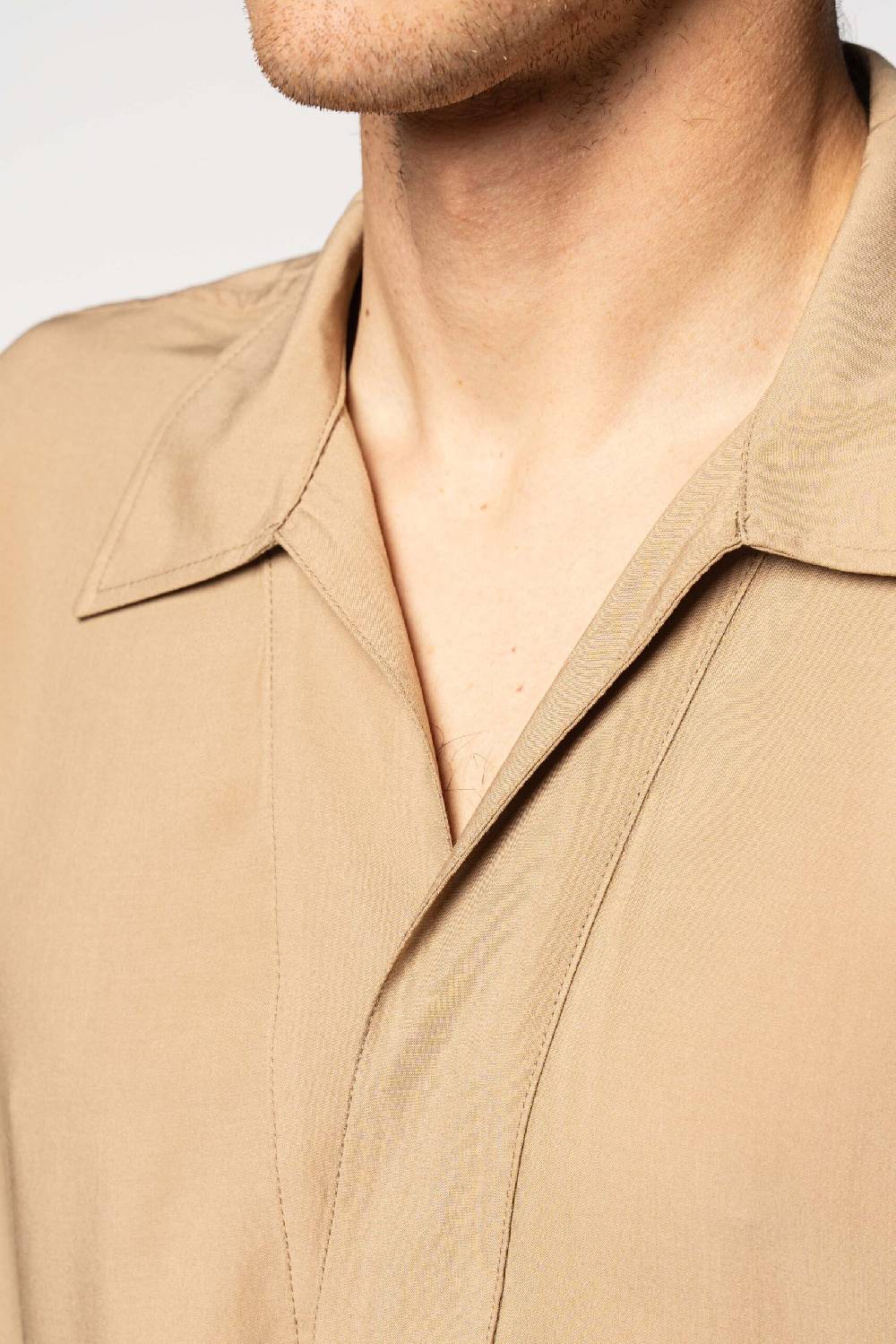 Officina 36 Camicia in popeline di viscosa color cammello Hotsell