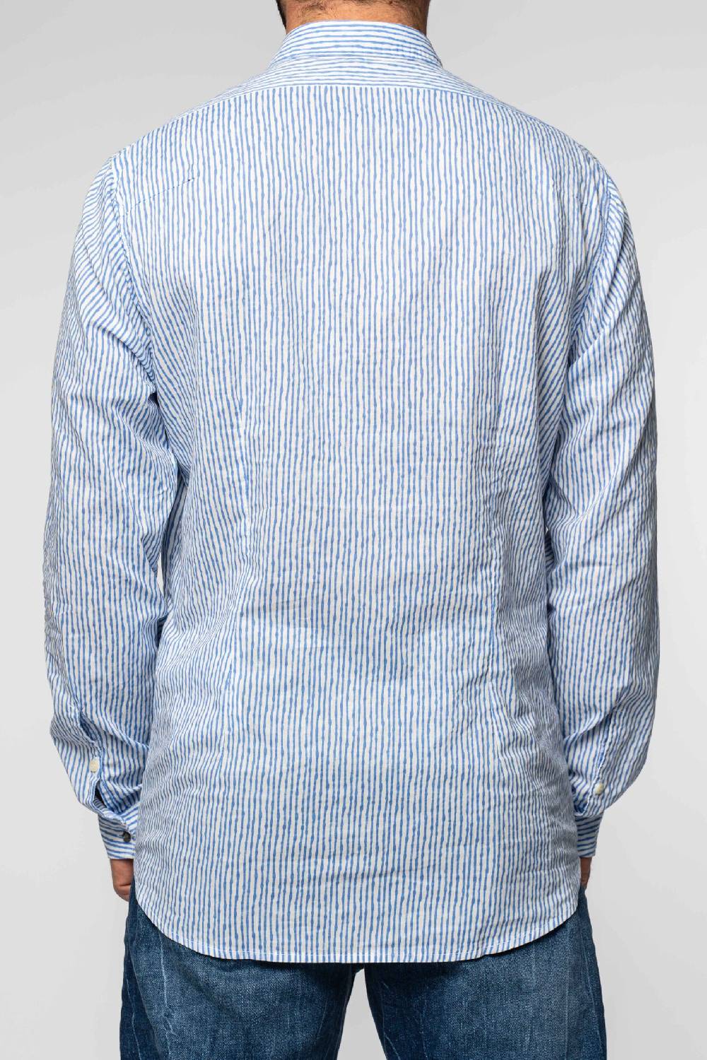 Officina 36 Camicia in popeline stampato color denim Vendita Economica