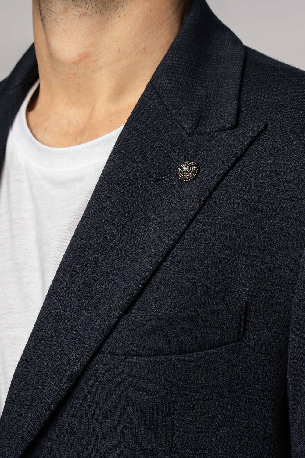 Officina 36 Giacca blu in jacquard in maglia Pezzi Unici
