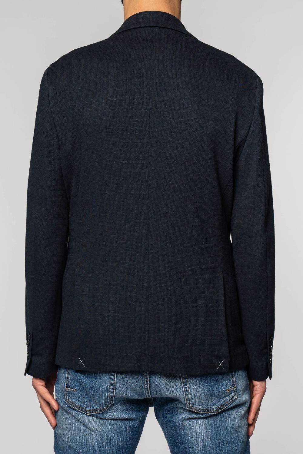 Officina 36 Giacca blu in jacquard in maglia Pezzi Unici