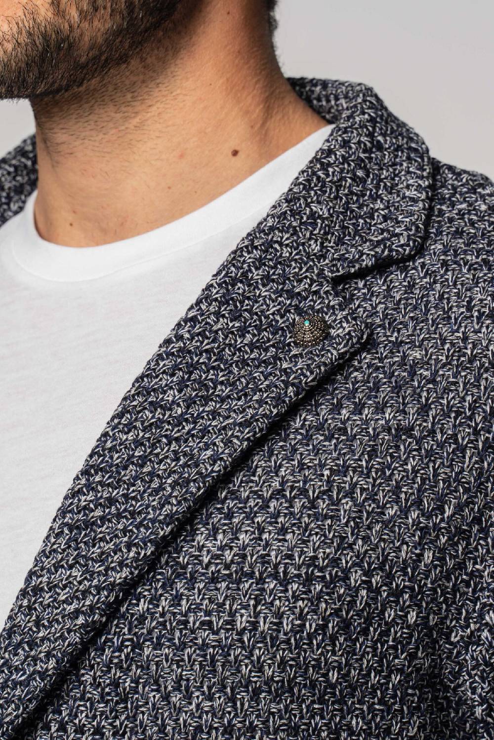 Officina 36 Giacca in filato misto cotone blu Negozi Online