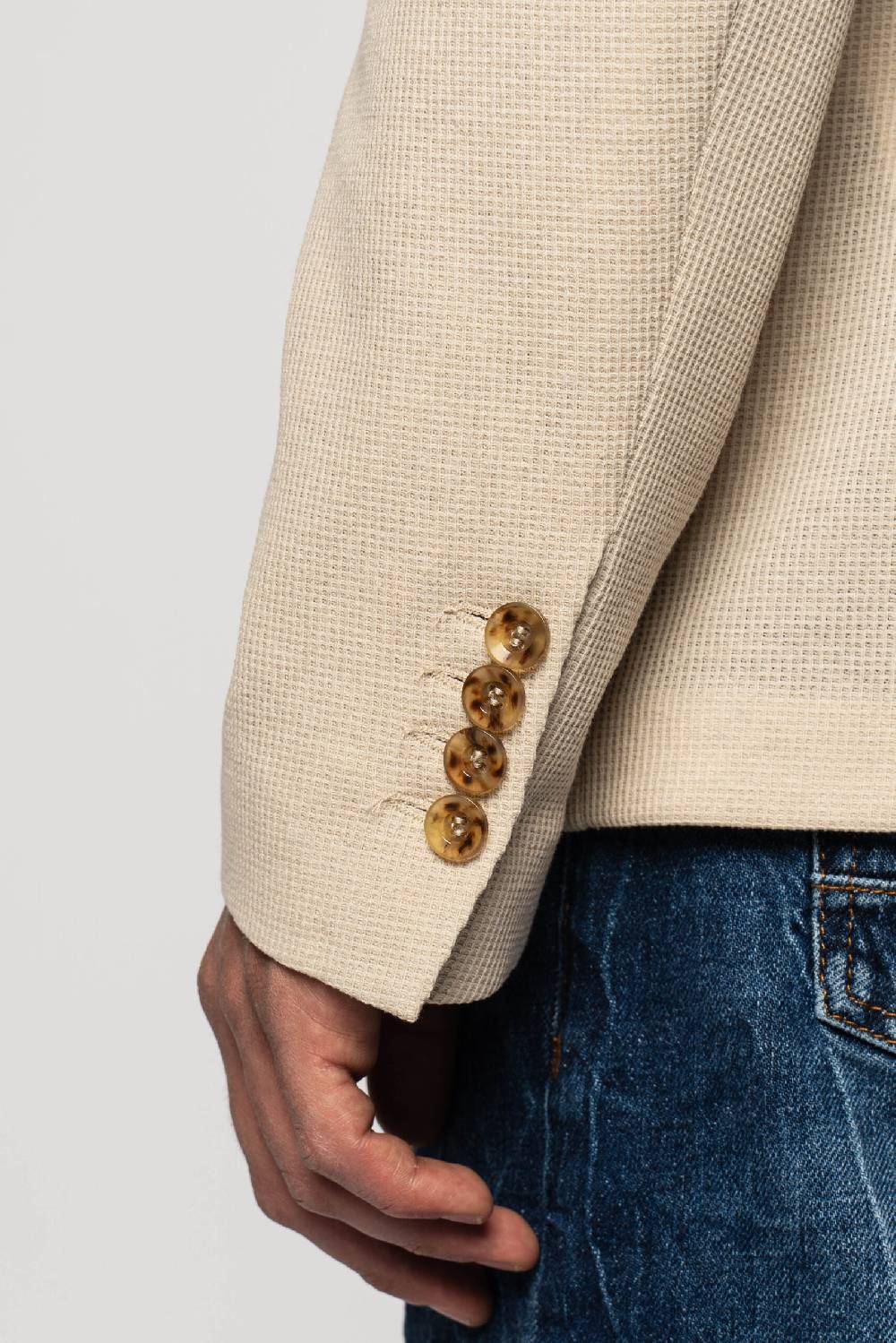 Officina 36 Giacca in nido d’ape in maglia color sabbia Shopping Online