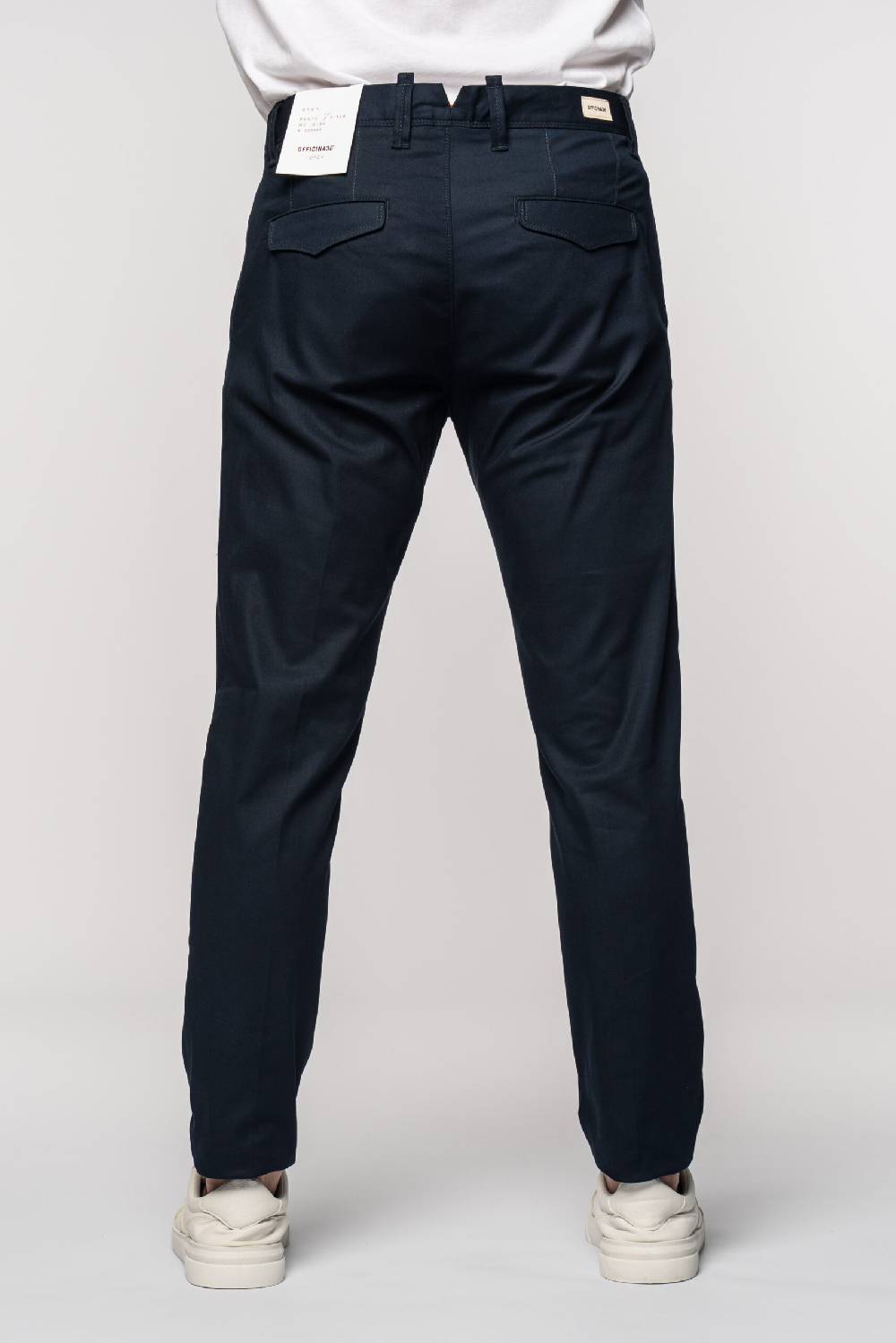 Officina 36 Pantaloni in gabardina blu Saldi