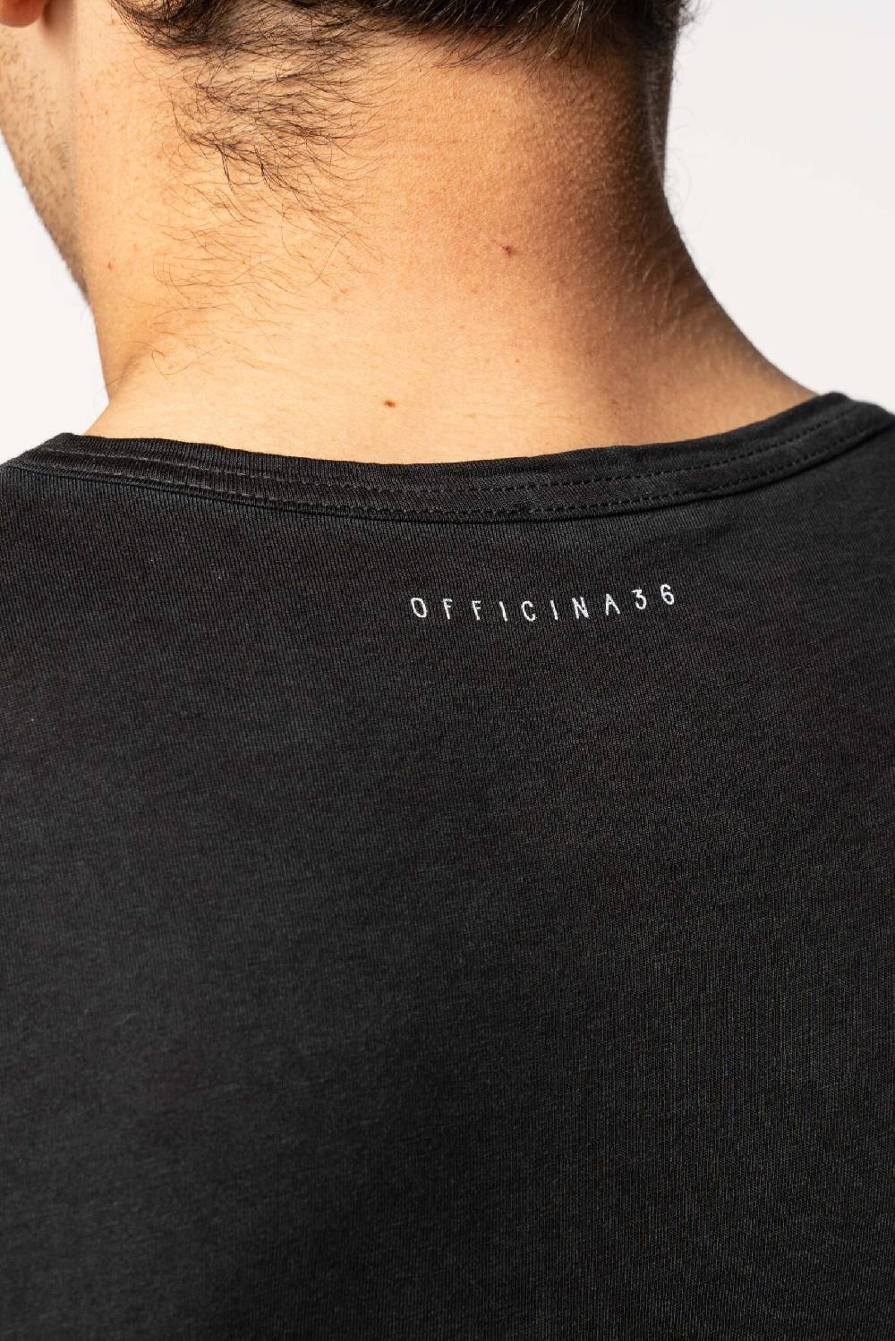 Officina 36 T-shirt smanicata in jersey color carbone Italy
