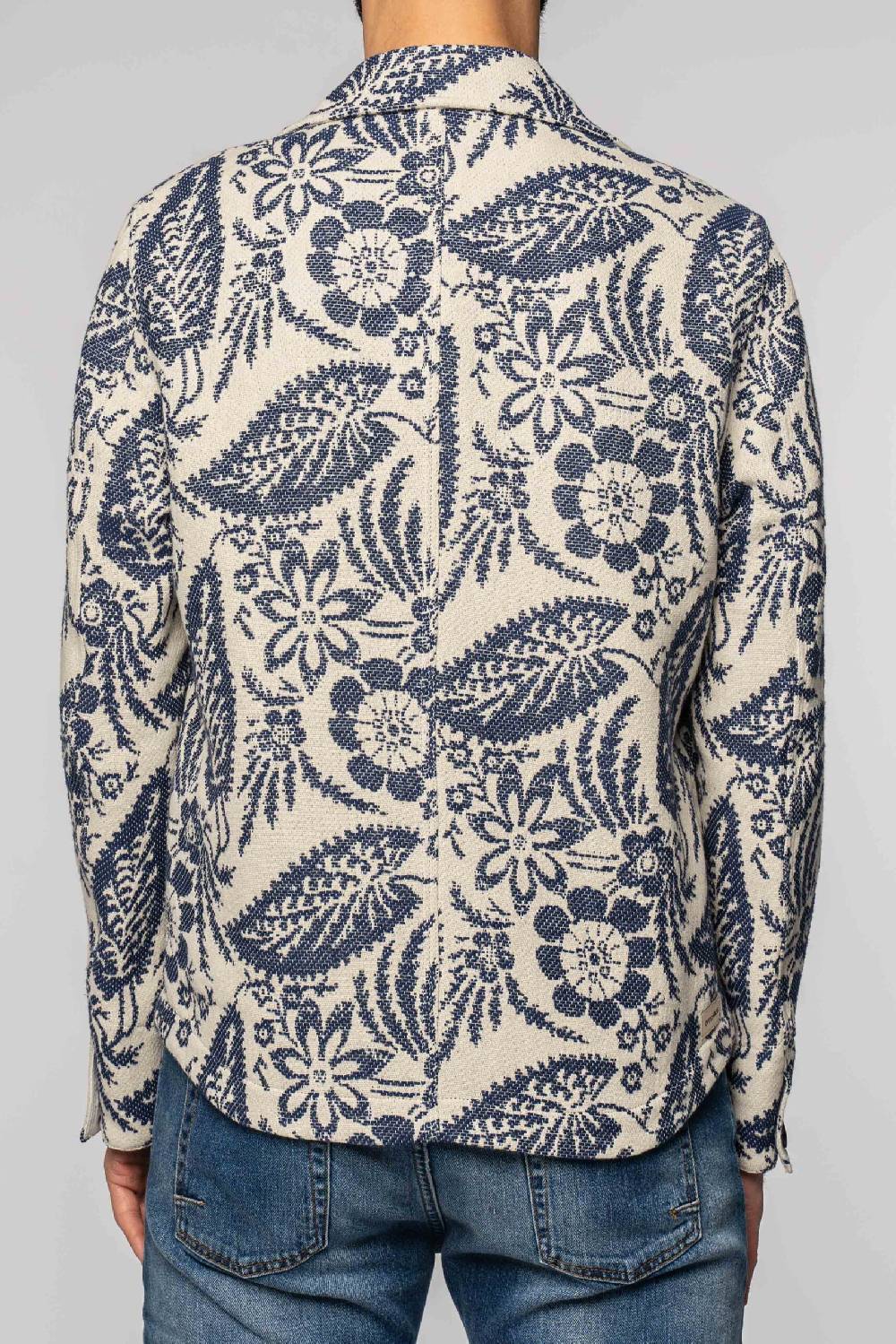Officina 36 Work Jacket in jacquard a fantasia blu Vendita