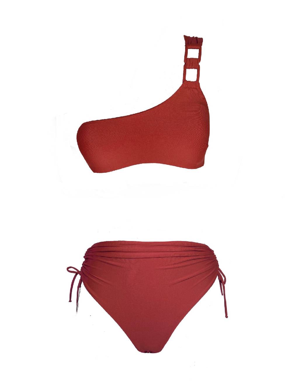 Olivia Gold Reggiseno Monospalla + Slip a vita alta drappeggiato 2025
