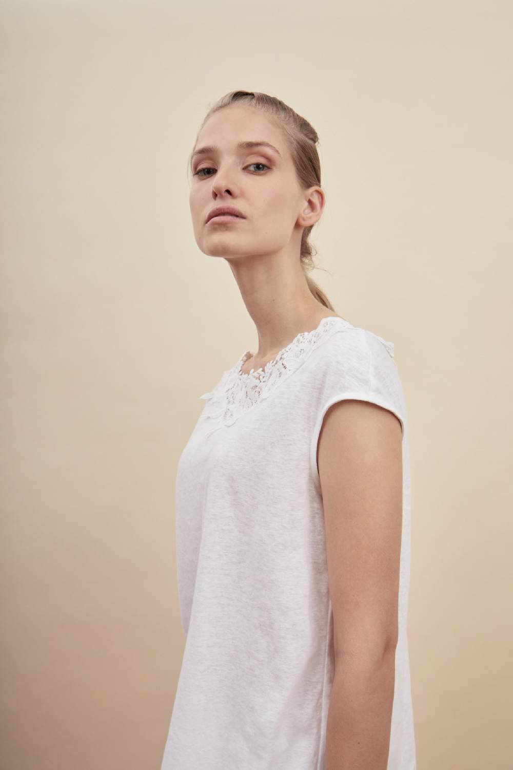 Oscalito T-shirt Donna 70% COTONE , 30% LINO 4884 In Vendita