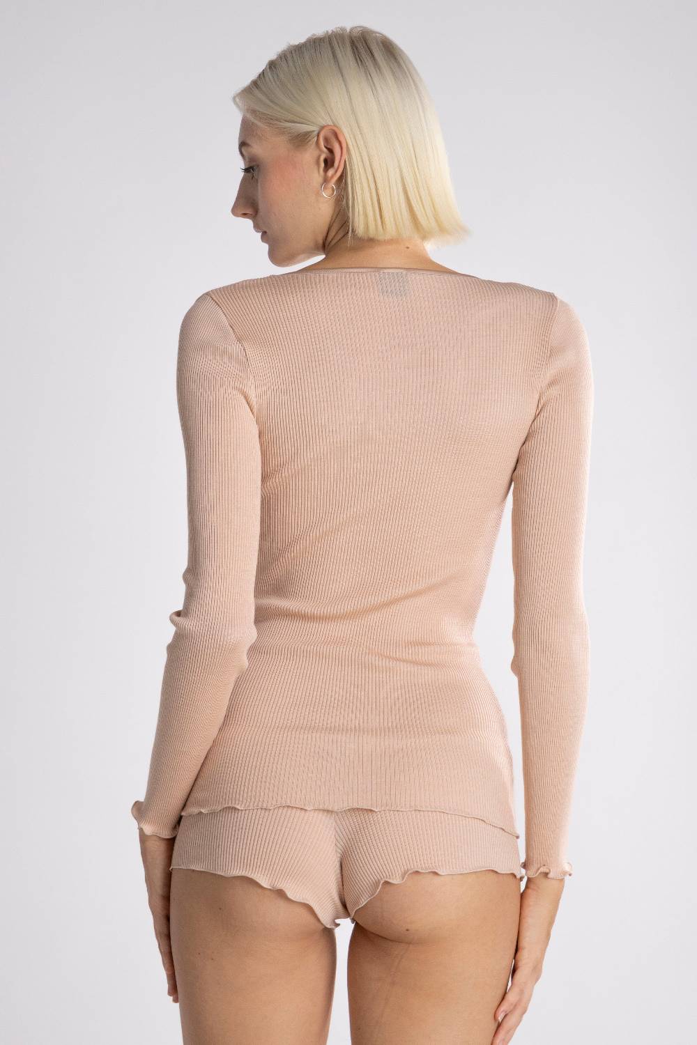 Oscalito Maglia a maniche lunghe con scollo a V in raso di lana e seta 4248 Negozio online di fabbrica