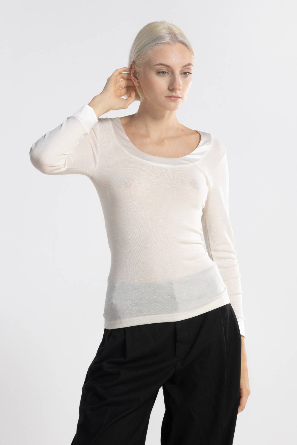 Oscalito Camicia Donna Lana e Seta maniche lunghe 4258 Shopping online