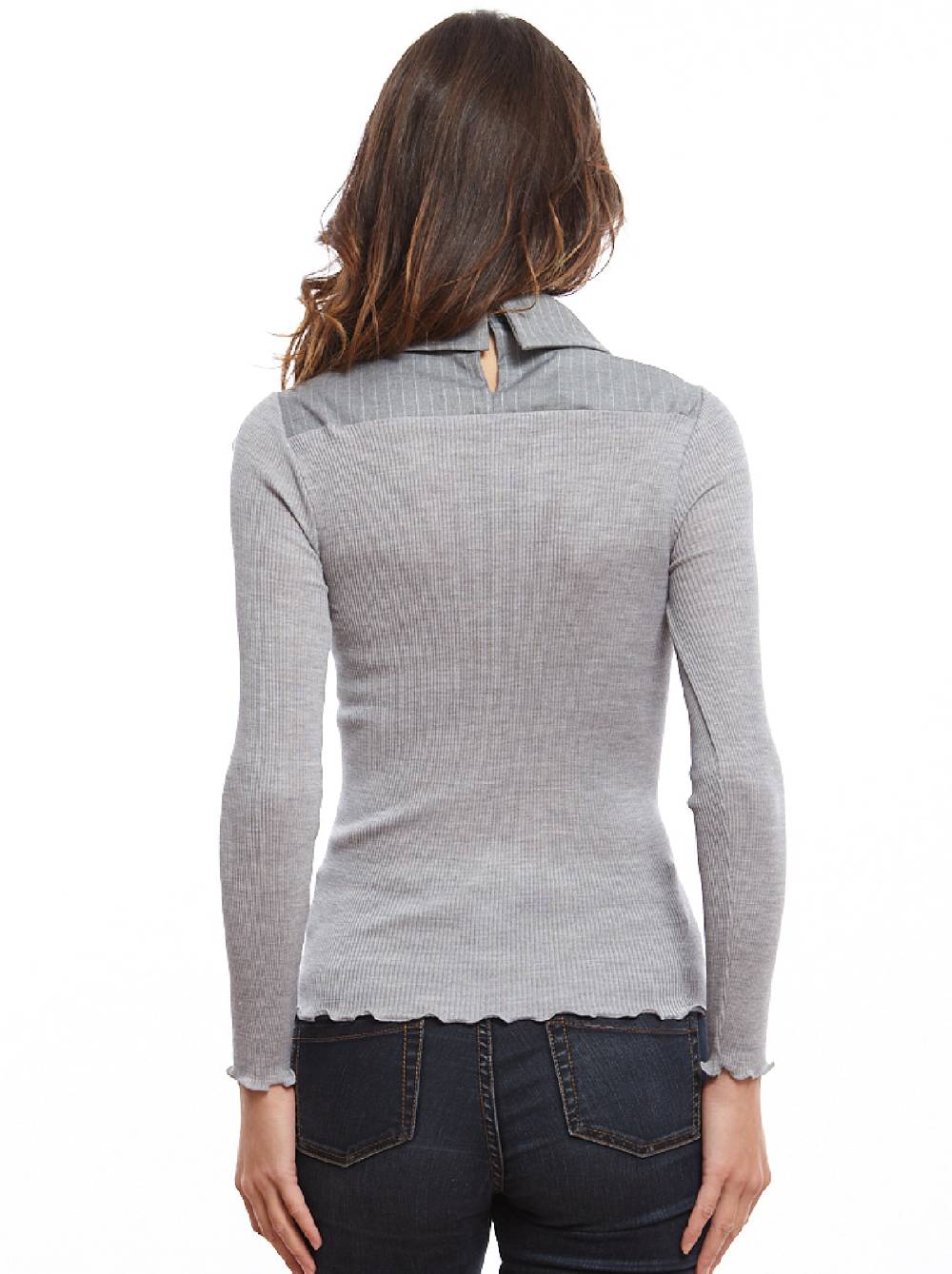 Oscalito Camicia a maniche lunghe in lana e seta 8282 Promozione