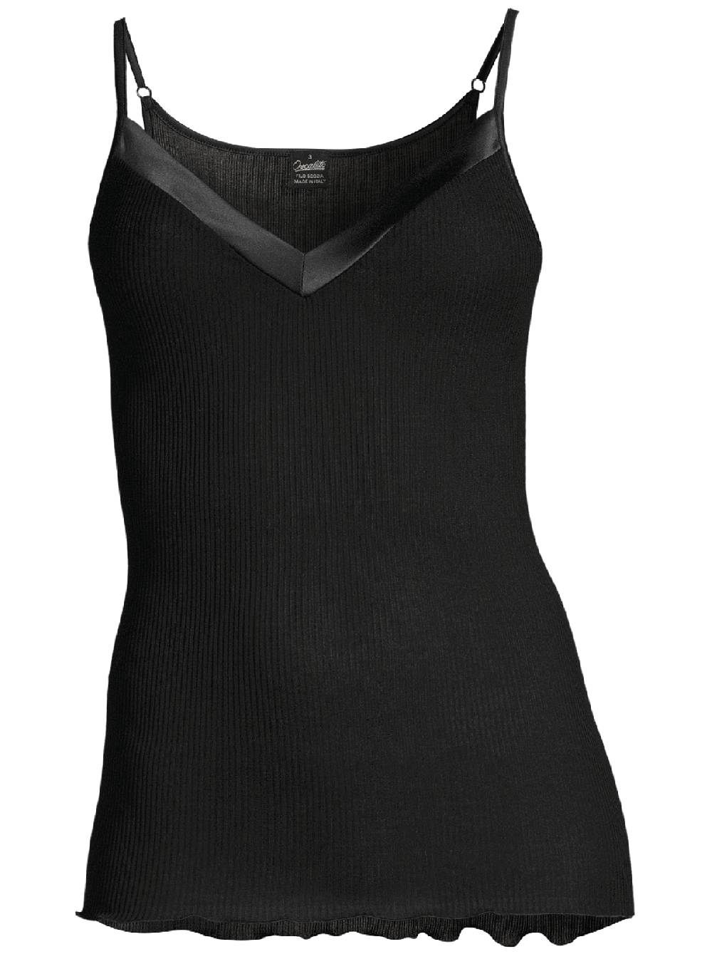 Oscalito Filoscozia Top Scollo V con Bordi in Raso 16130 Black Friday