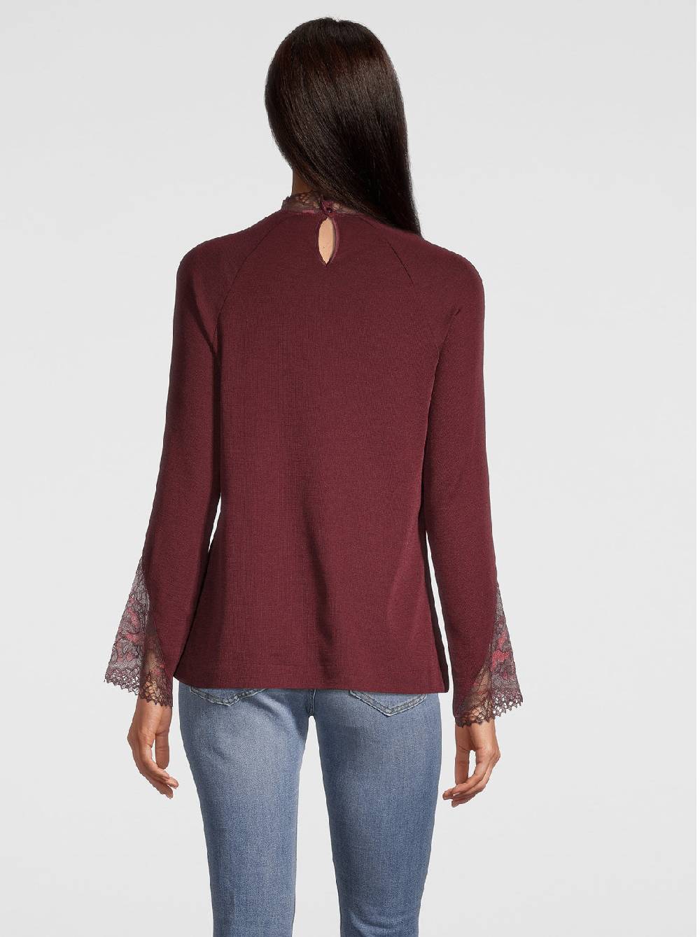 Oscalito Manica lunga in Lana e Seta con Pizzo Leavers 6468 Spedizione Gratuita
