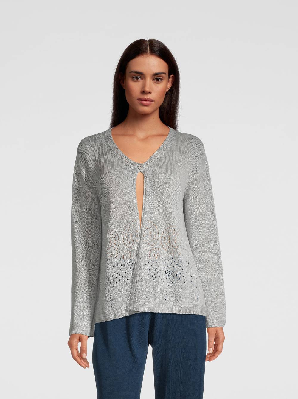 Oscalito Cardigan Tricot in maglia di Puro Lino 6586 Fino Al -60%
