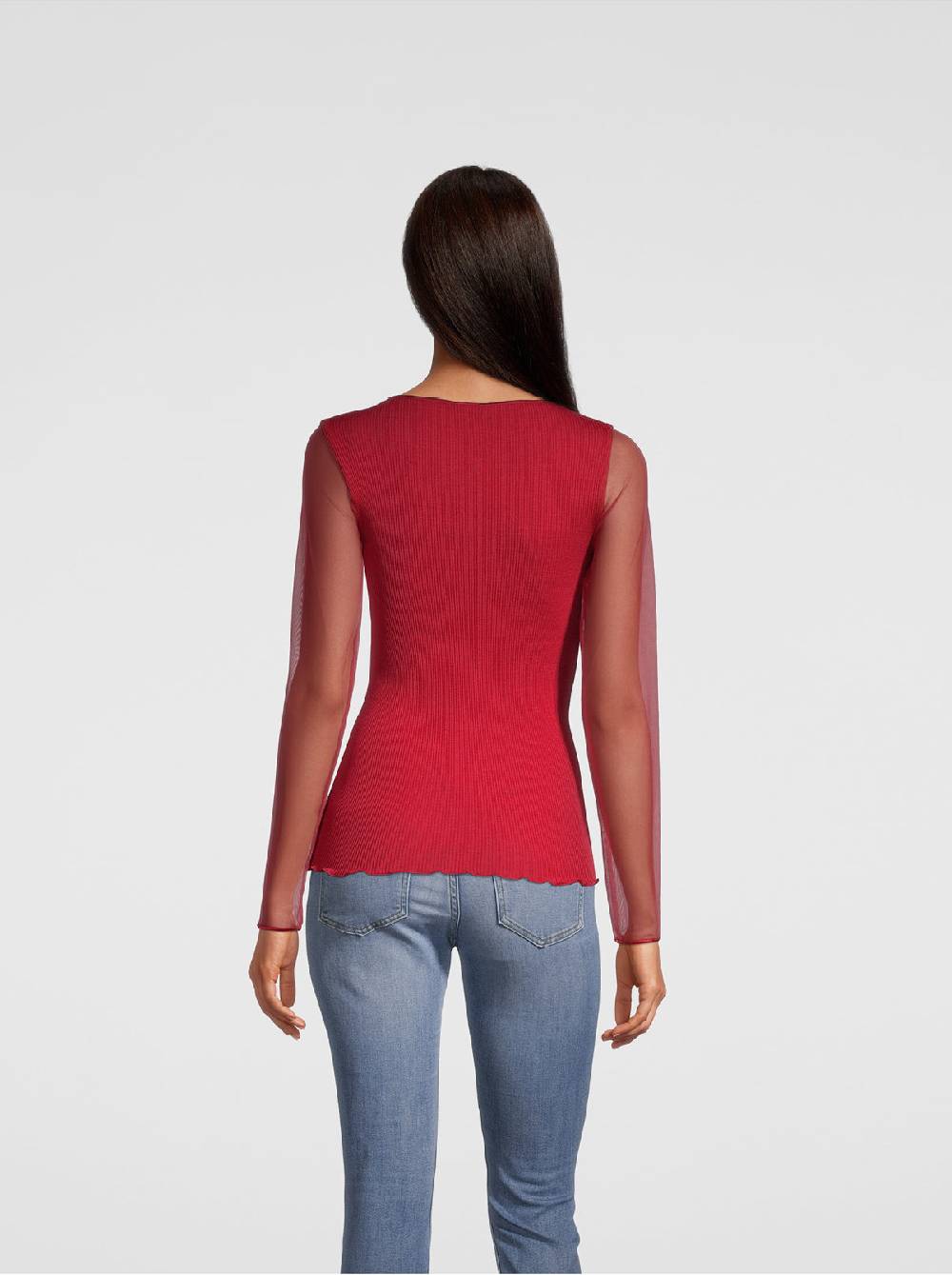 Oscalito Girocollo maniche lunghe fascia macramè con piccole frange 6488 Shopping Online