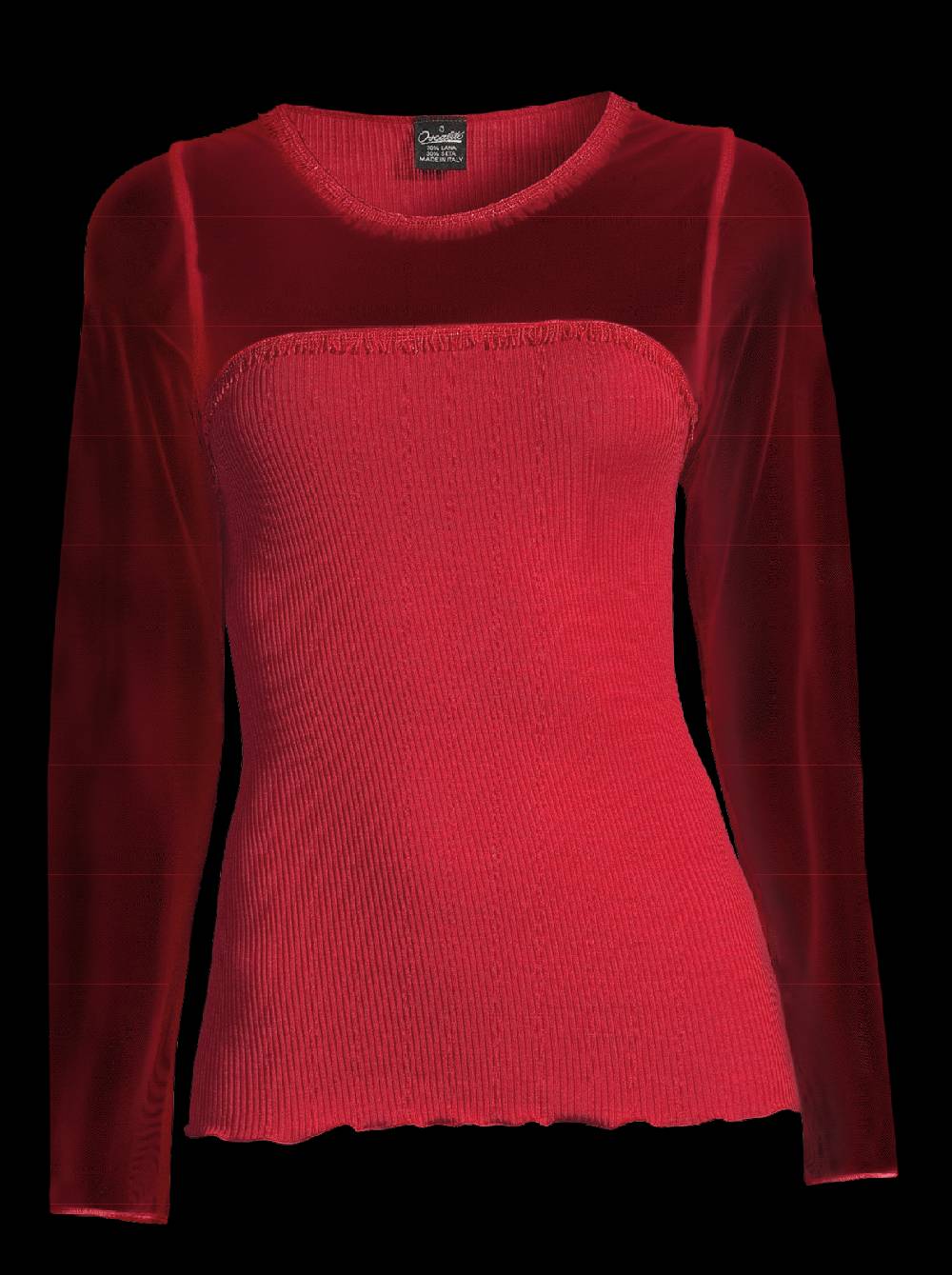 Oscalito Girocollo maniche lunghe fascia macramè con piccole frange 6488 Shopping Online