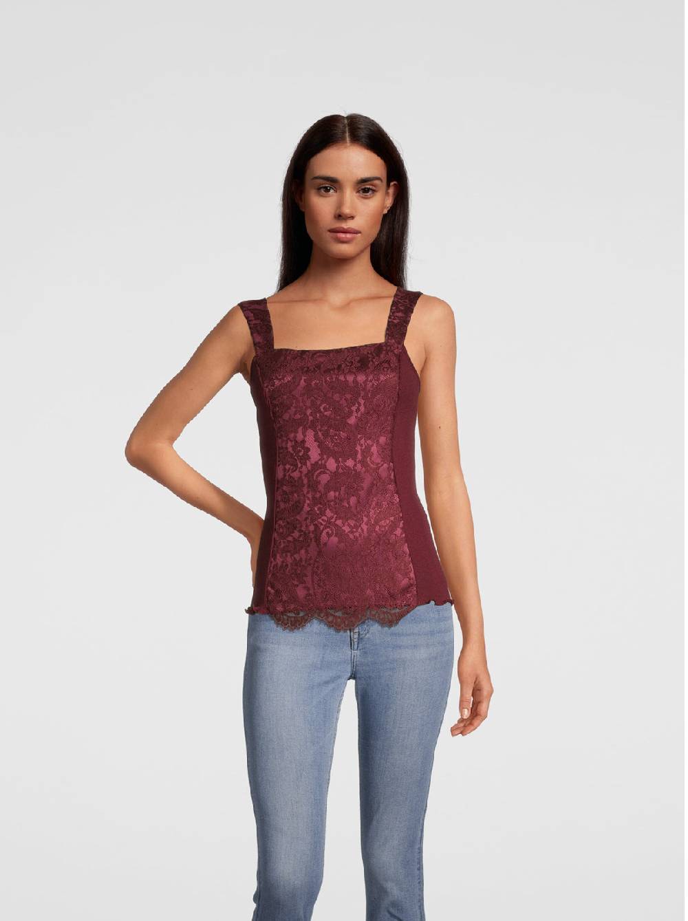 Oscalito Top in Lana e Seta con Pizzo Leavers all over 6420 Presa