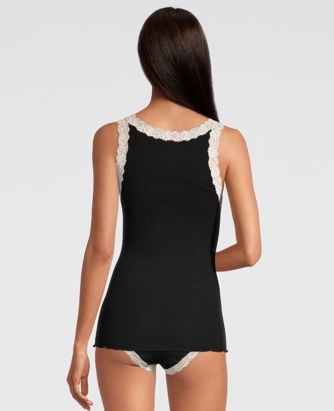 Oscalito Canotta in lana e seta con pizzo leavers 3403 Saldi