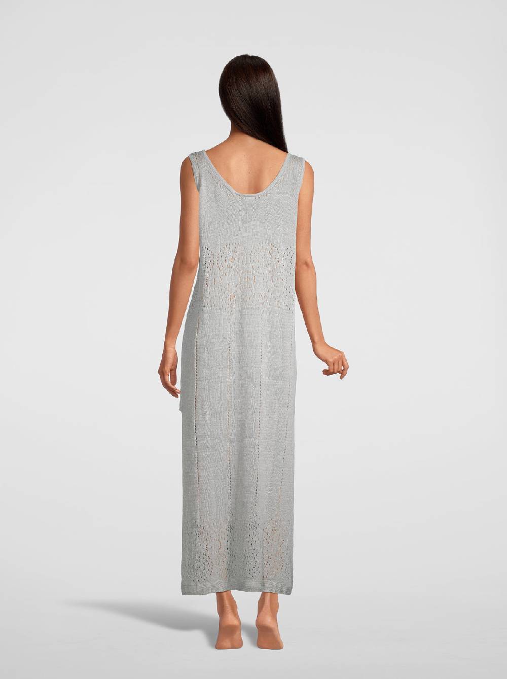 Oscalito Abito lungo senza maniche in maglia di puro lino 6588 Saldi Di Fabbrica
